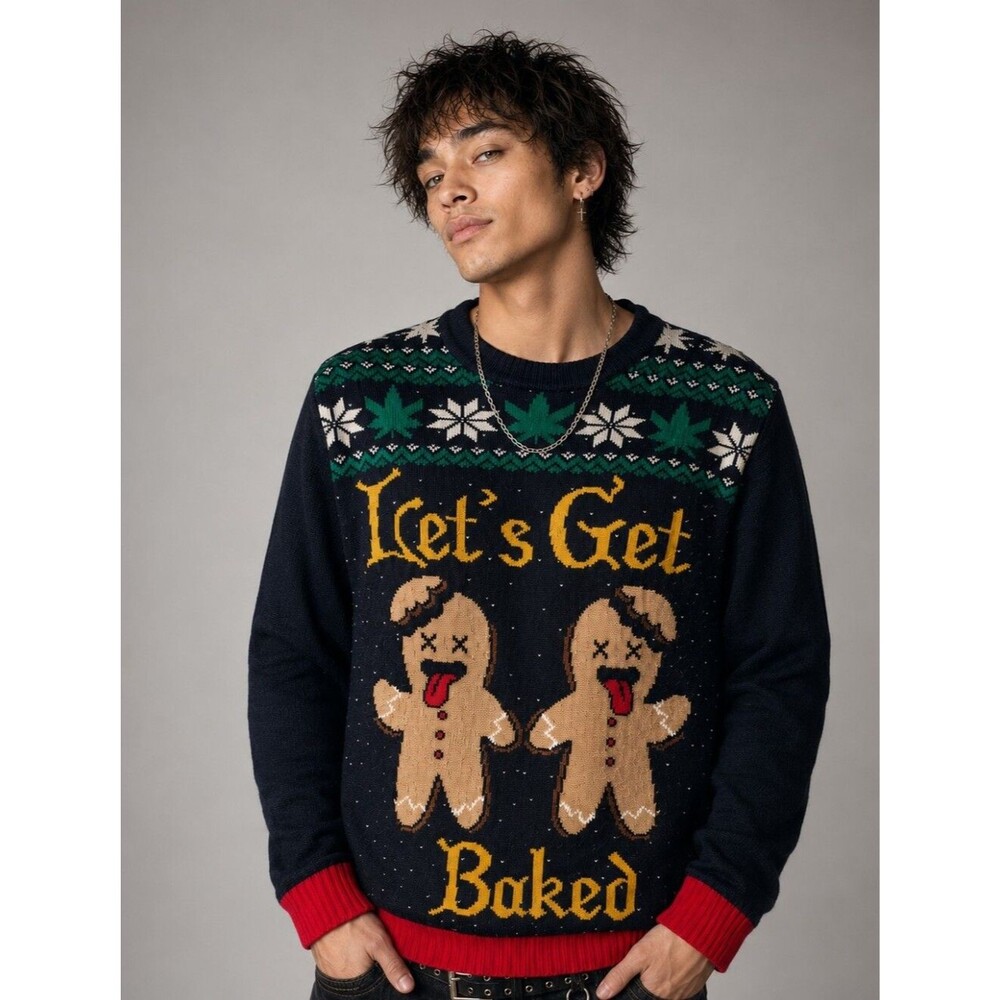 Ugly Christmas Sweater Let's Get Baked Gingerbread Large
